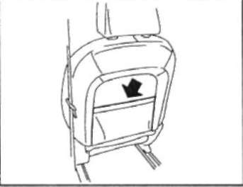 Карманы расположены на спинке водительского сиденья (сзади или сбоку) и/ или на спинке сиденья переднего пассажира, как показано на рисунке.